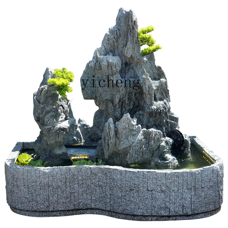 

XL Rockery Flowing Water Ornaments Lucky Fengshui Wheel Fish Pond Floor Water Screen Fountain Courtyard