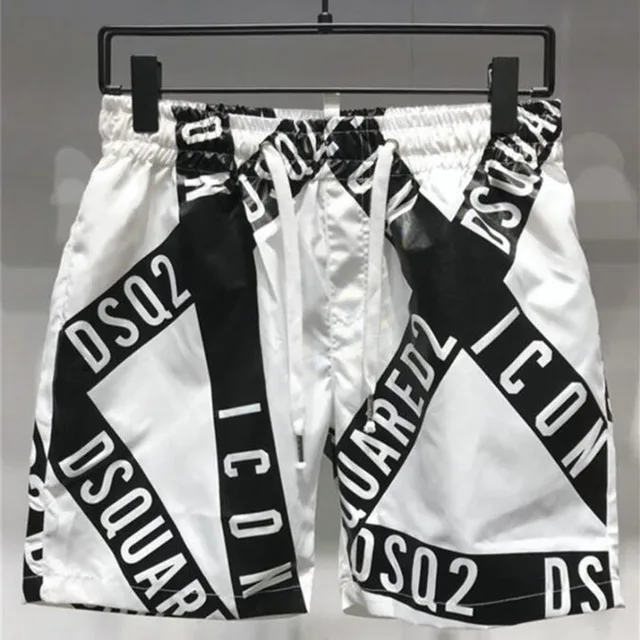 DSQ2 Men's Beach Shorts 2022 Summer New Fashion Casual Quick-Drying Beach Vacation Surfing Outdoor Sports Shorts White