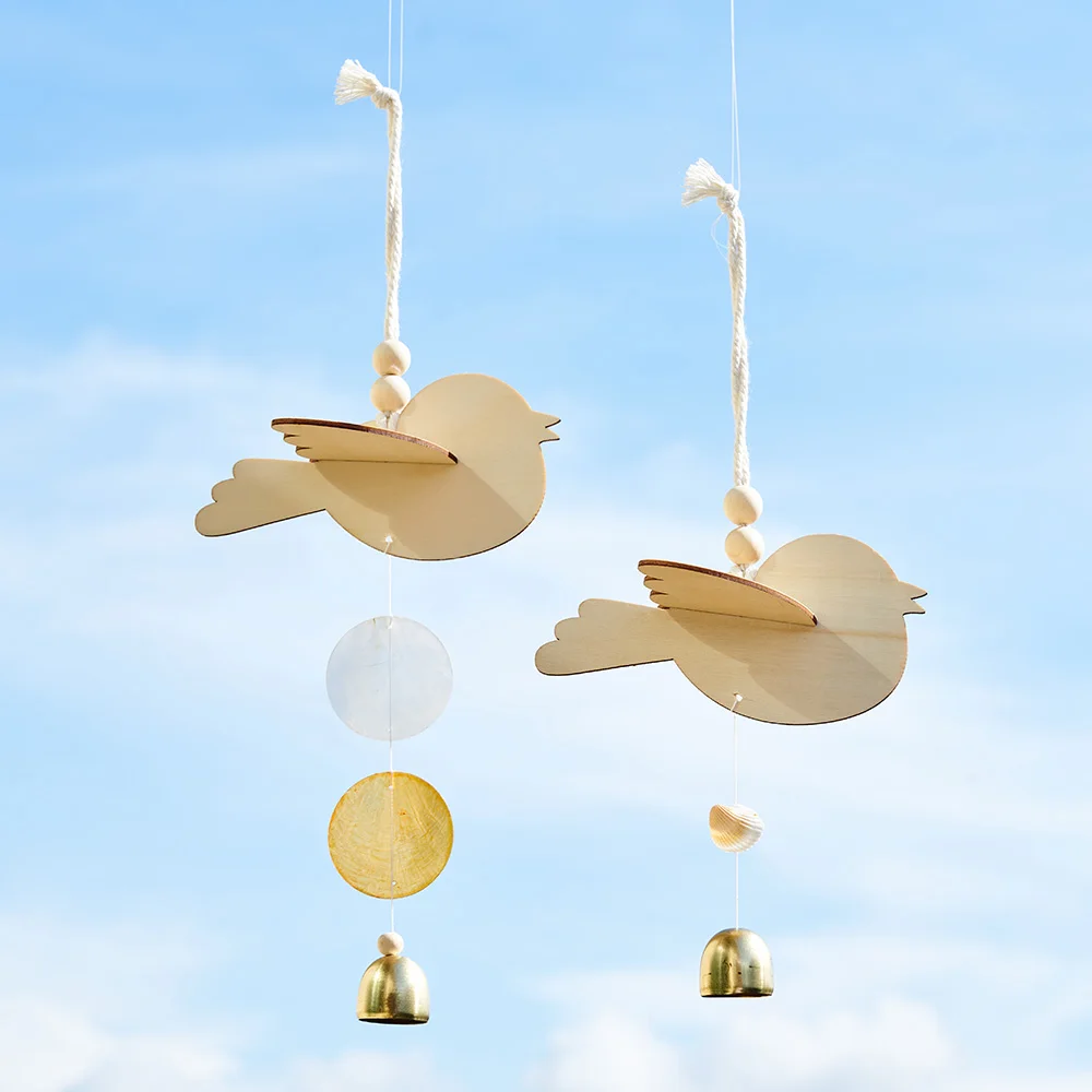 

Pastoral Style Bird Wind Chimes Simple Home Decor Wooden Wall Decoration Creative Wall Hanging Balcony Ornaments Baby Room Decor