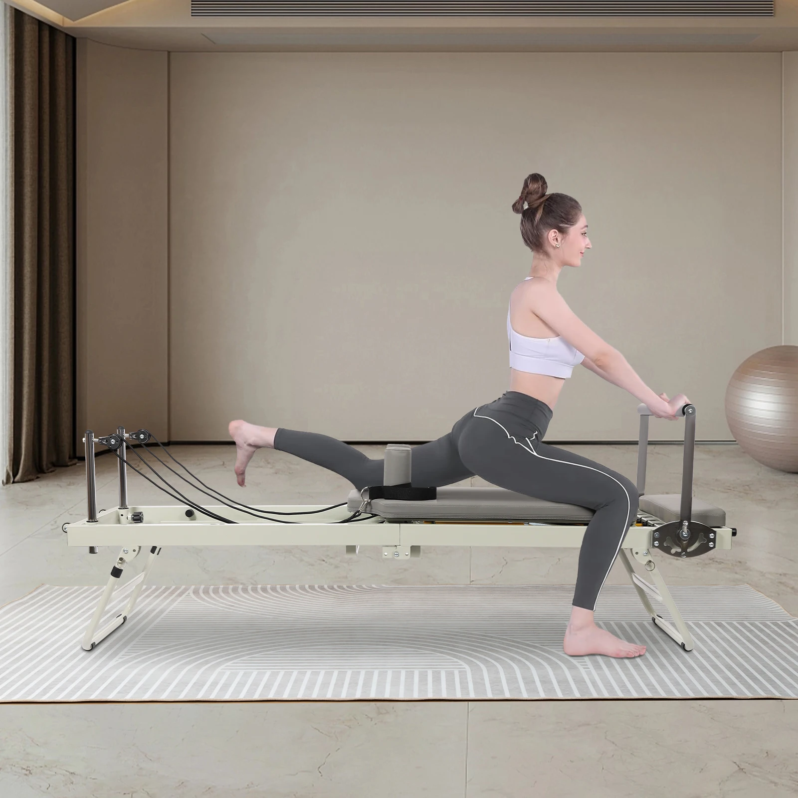 Foldable Pilates Reformer Machine, Multifunctional Yoga Fitness Equipment, Pilates Exercise Equipment 1
