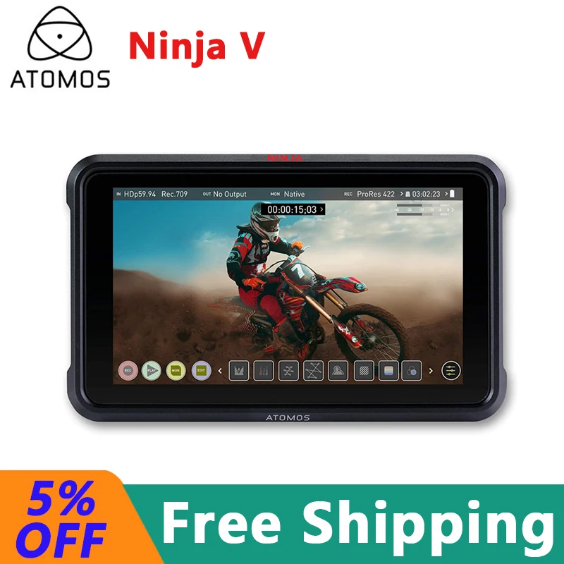 

Портативный монитор Atomos Ninja V, 4Kp60, 10 бит, HDR, дневной свет, nit, портативный монитор/рекордер, ATOMNJAV01