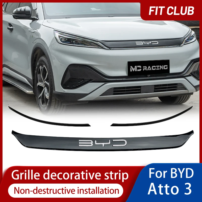 

High Quality ABS Bright black Car Styling Grille Slat Grille For BYD Atto 3 2023 2024 yuan plus EV Auto Accessories grill mesh