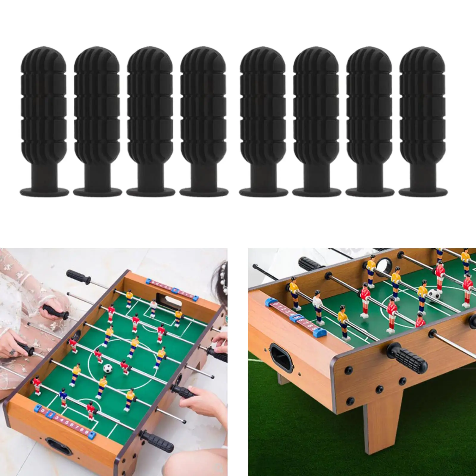 8Pcs Foosball Handle Grips 1/2 inch Foosball Rods Black Soccer Table Handles Replacement Handles