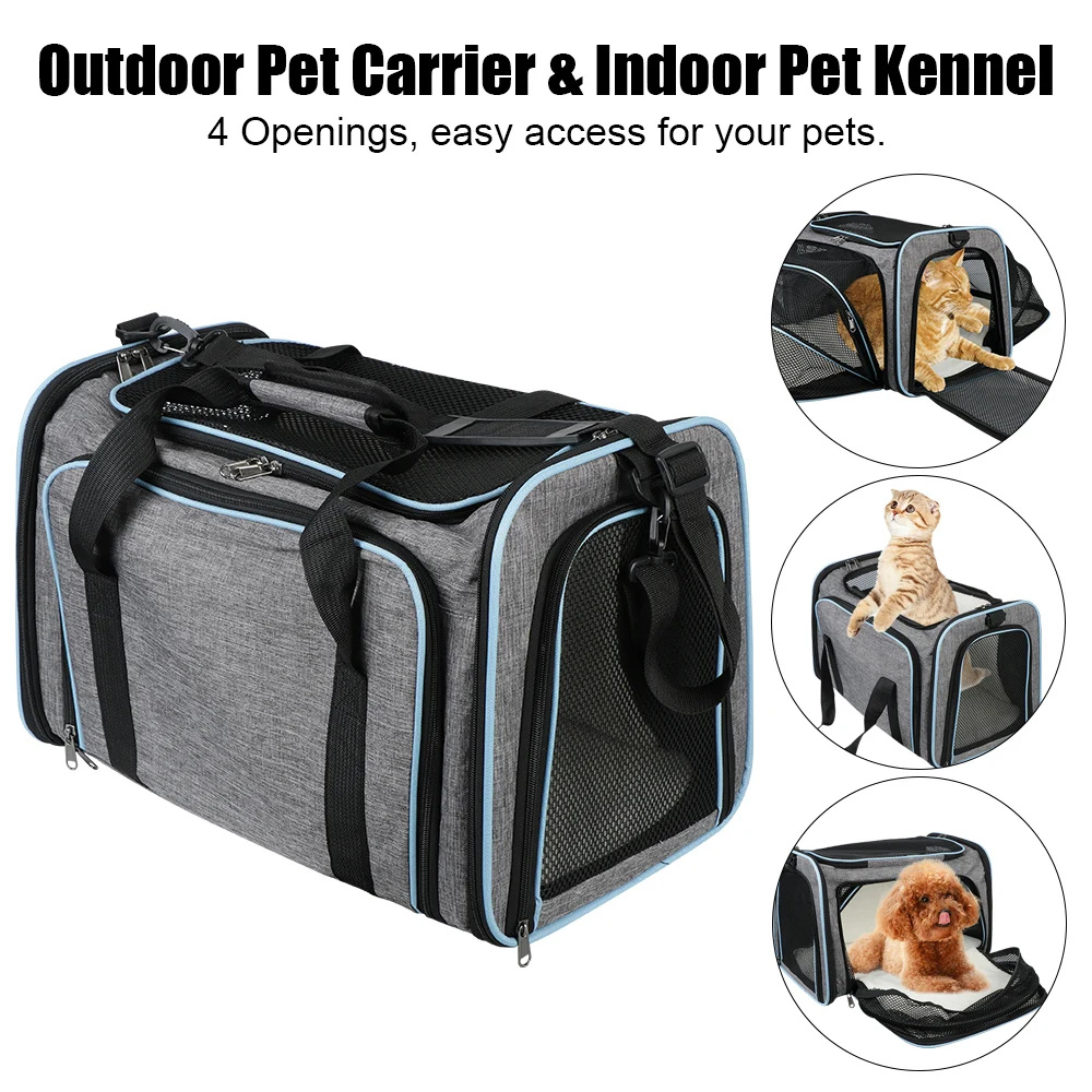 Portable Pet Carrier Bag Dogs Cats Ventilate Transport Bag Expandable Foldable Cat Travel Breathable Pet Supplies
