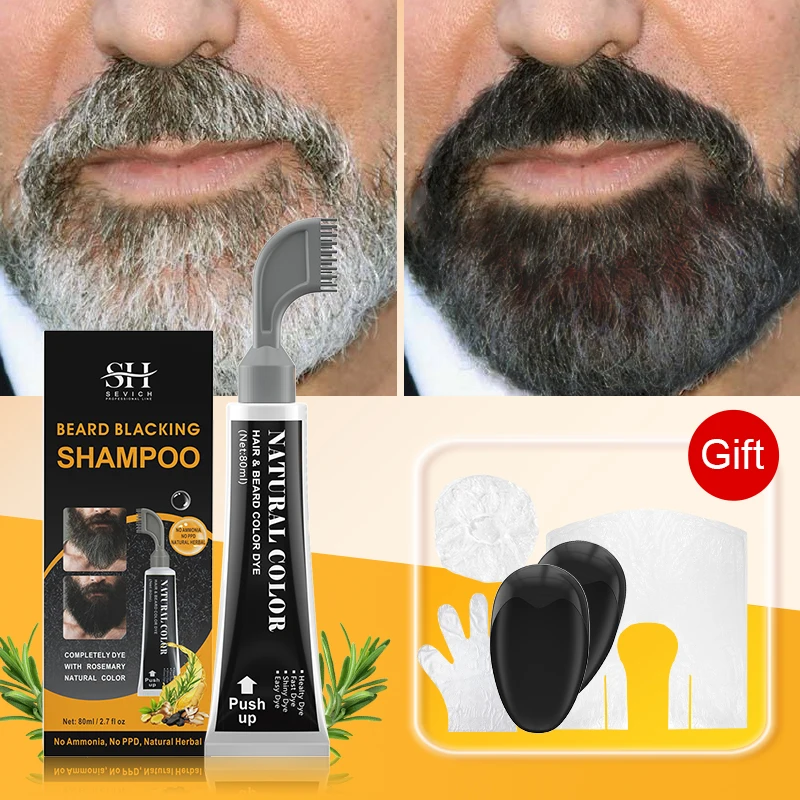 Crema Colorante Per Barba Nera Da 3 Minuti Con Pettine 80Ml Shampoo Colorante Per Barba Nero Naturale Al Rosmarino Crema Colorante Per Capelli Istanta