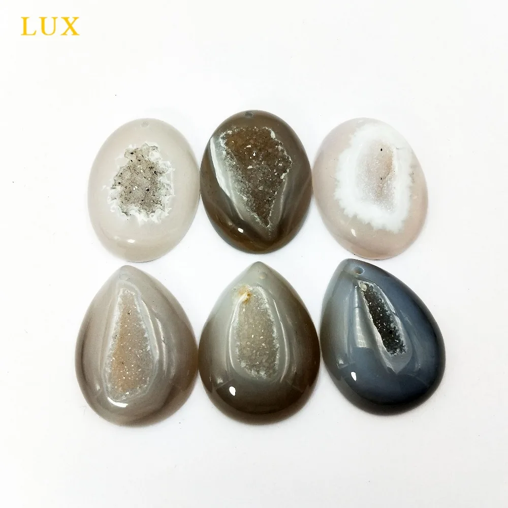 

Natural Oval Agates Druzy Geode Stone Supernatural Energy Drusy Pendant for Necklace Making