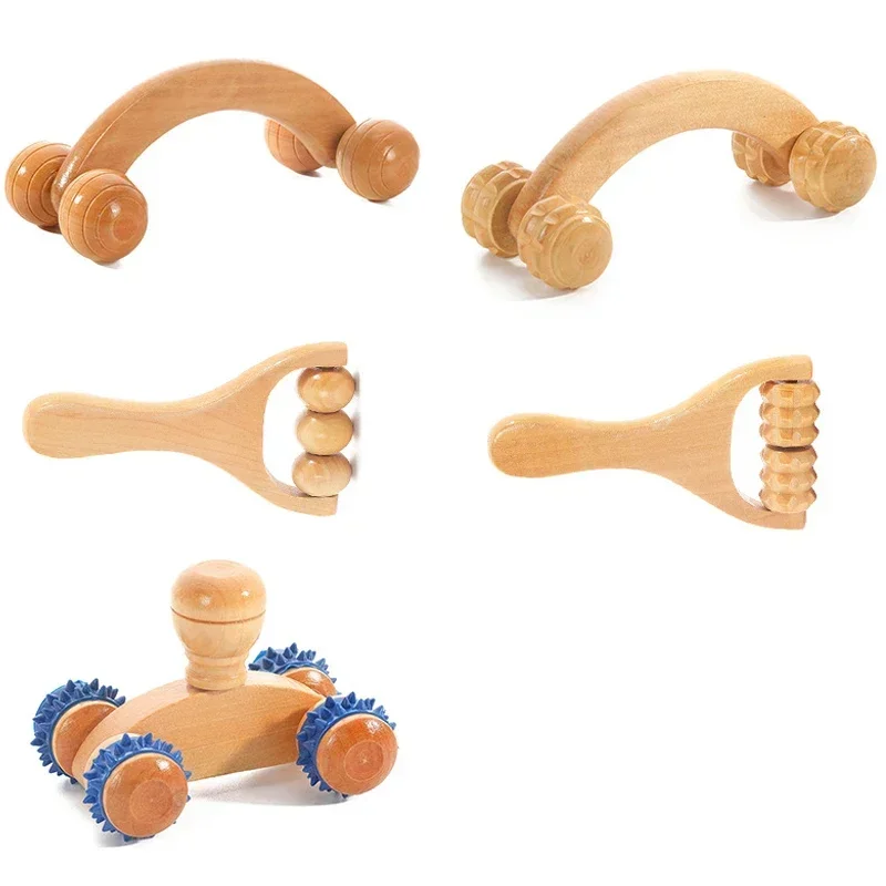 Premium Wooden Deep Tissue Massage Roller Tool - Full Body Relaxation Aid