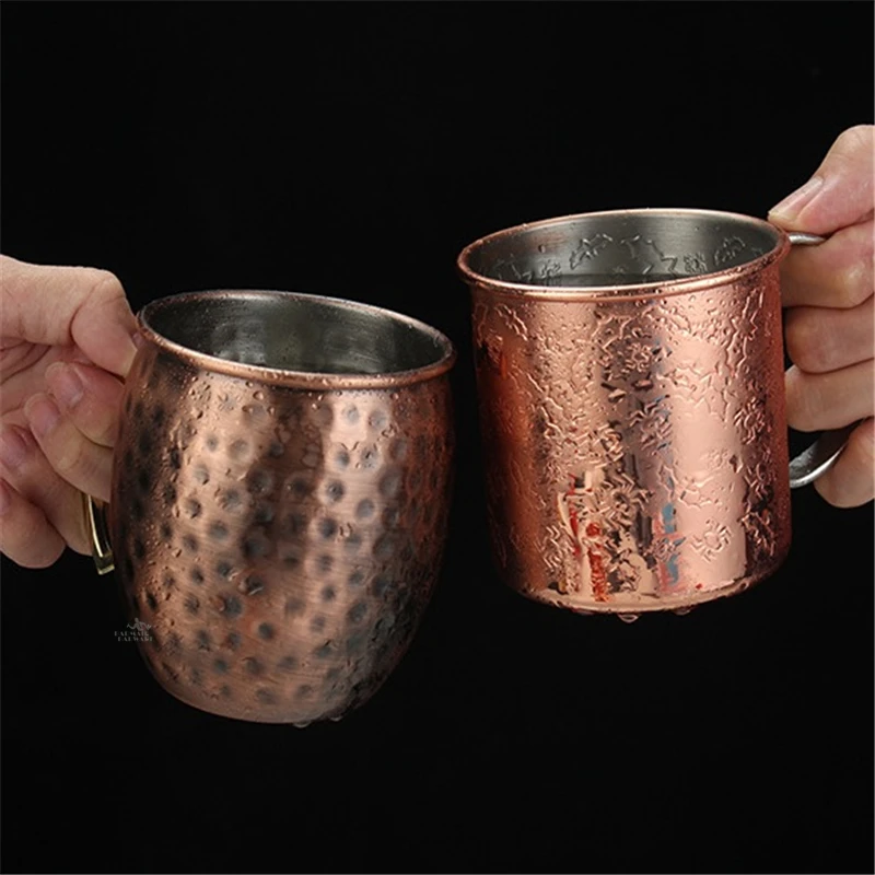 4pcs 550ml Matte Bronze Hammered Copper Plated Moscow Mule Mug Beer Cup Coffee Cup Mug Copper Plated Drinkware