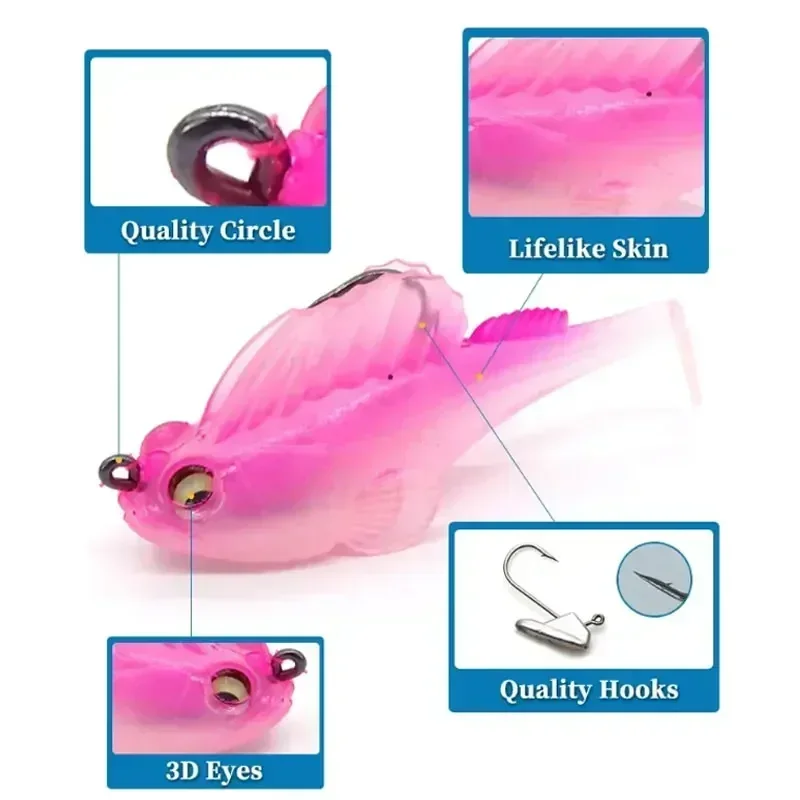 1pcs/5pcs Silicone Fishing lure Dark Sleeper Wobbler 7g 14g Sinking Soft Lure Jig hook Swimbaits Bass Shad for Perch Tackle