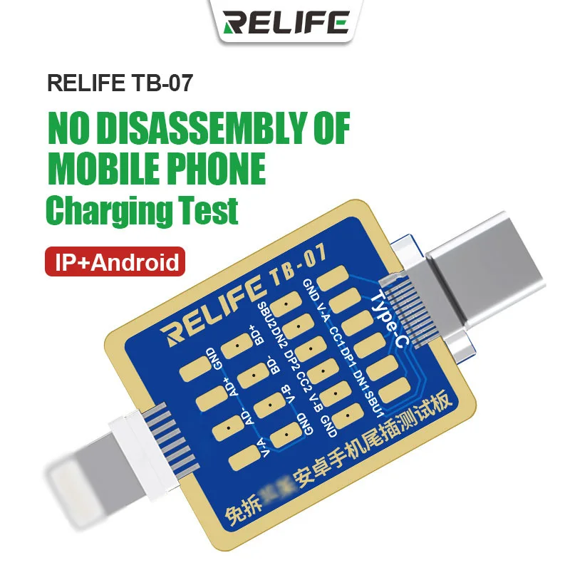 

RELIFE TB-07 No-disassembly Tail Plug Test Board for Phone IP Android Fast Charging Detection Fault Quick Location Test Tool