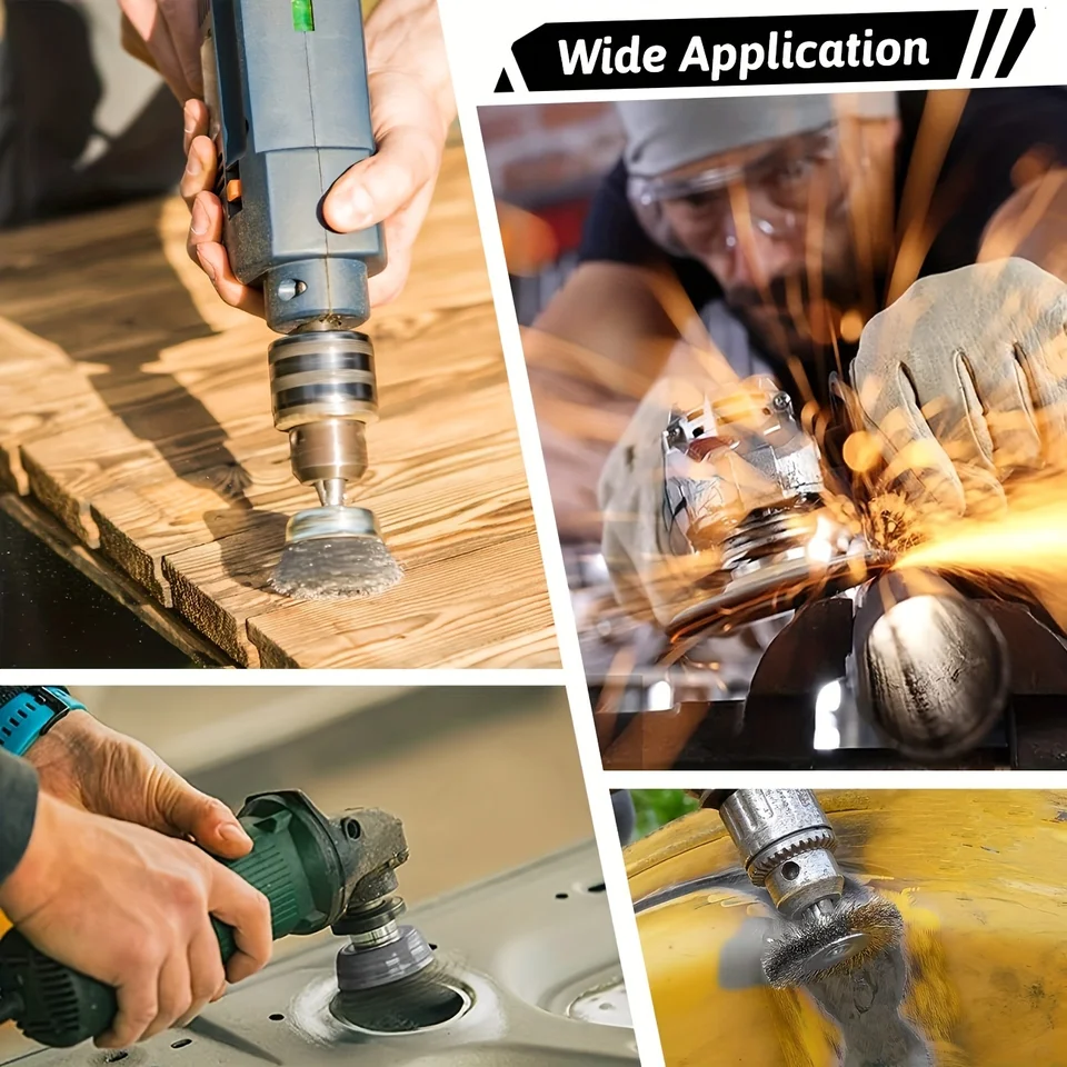 Wire Brush For Drill Set 9pcsabrasive Wire Wheel For 1/4 Inch Hex Shank Wire Cup