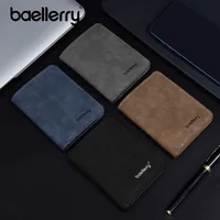 Baellerry Men's Thin Sanded Leather Wallet Casual Business Multi-Function Bifold Driver's License Card Holder Short Wallet 5