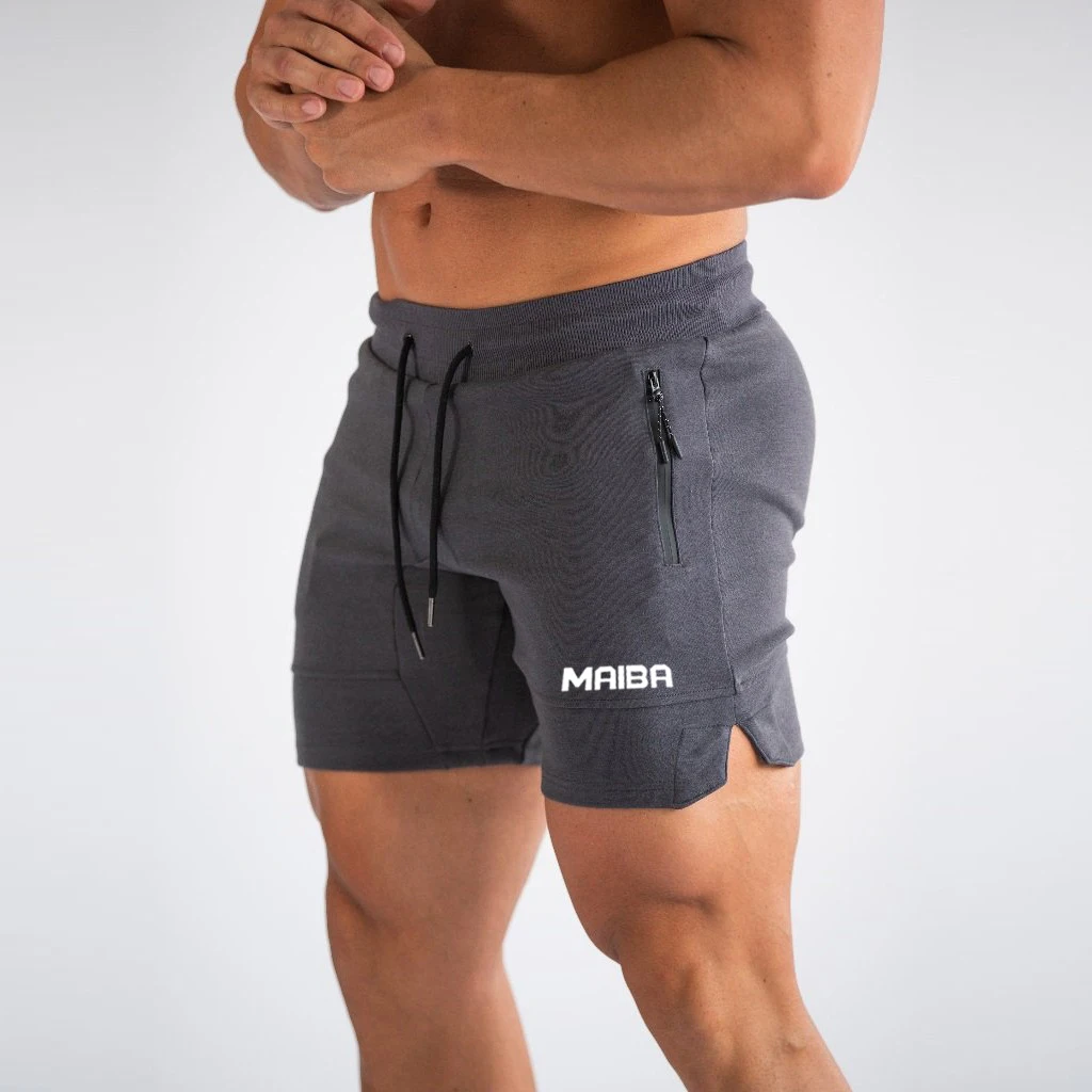 Double Zipper Fitness Shorts Men's New Running Shorts Men's Fitness Training Pants Summer Breathable Quick Drying Beach Shorts 5