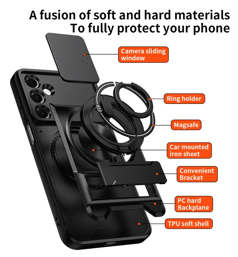 Ultimate Armor Magnetic Stand Case with Lens Protection and Ring Holder