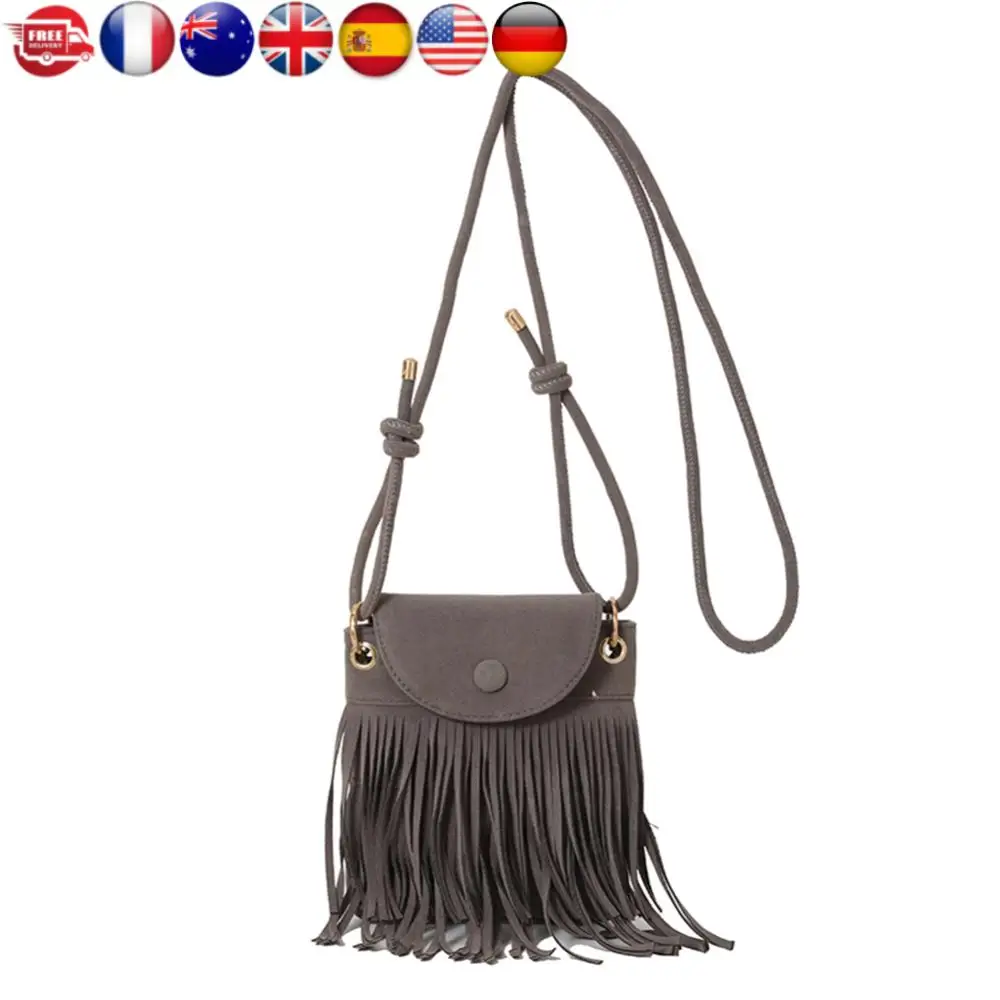 Fringe Design Womens Sling Bag Tassel Crossbody Shoulder Bag Solid Color Messenger Bag Versatile for Women for Autumn and Winter