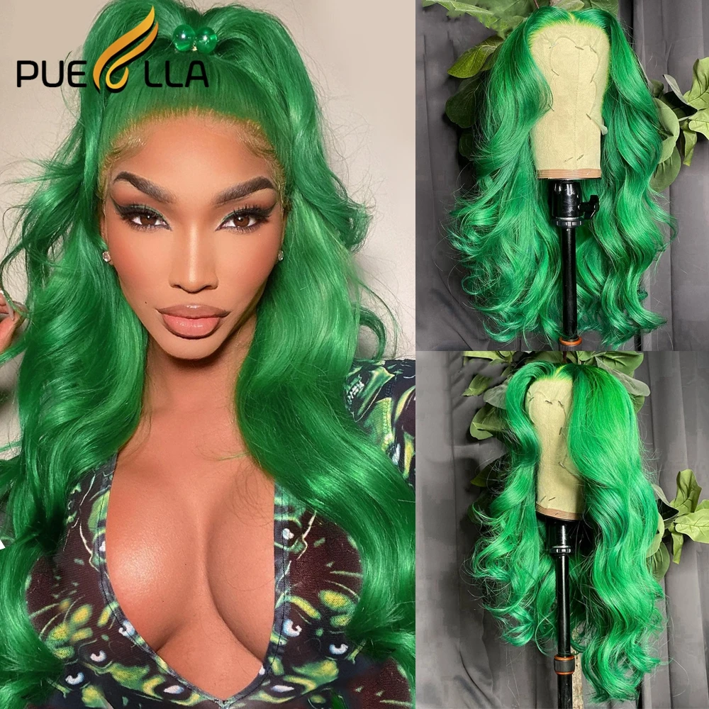 

Green Colored Body Wave New 13X4 Lace Front Brazilian Human Hair Wig Glueless Red 13x6 Frontal Wigs For Women Preplucked