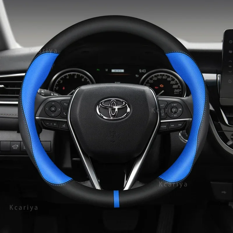 Coprivolante per Auto antiscivolo 38cm 15 "in pelle per Toyota Corolla CH-R Camry Rav4 Auris Prius Yalis Avensis accessori Auto - Image 2