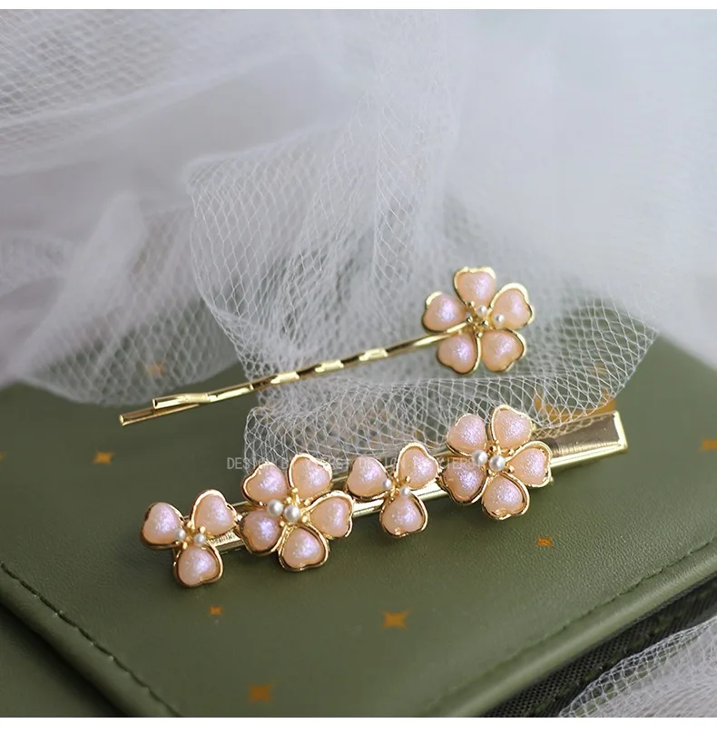 Elegante Vintage Perle Blumen Haarnadeln Frauen Mädchen Haars pangen Stifte Haars pangen Zubehör Haars pangen Kopfschmuck Kopf bedeckung Ornament – Detail 3