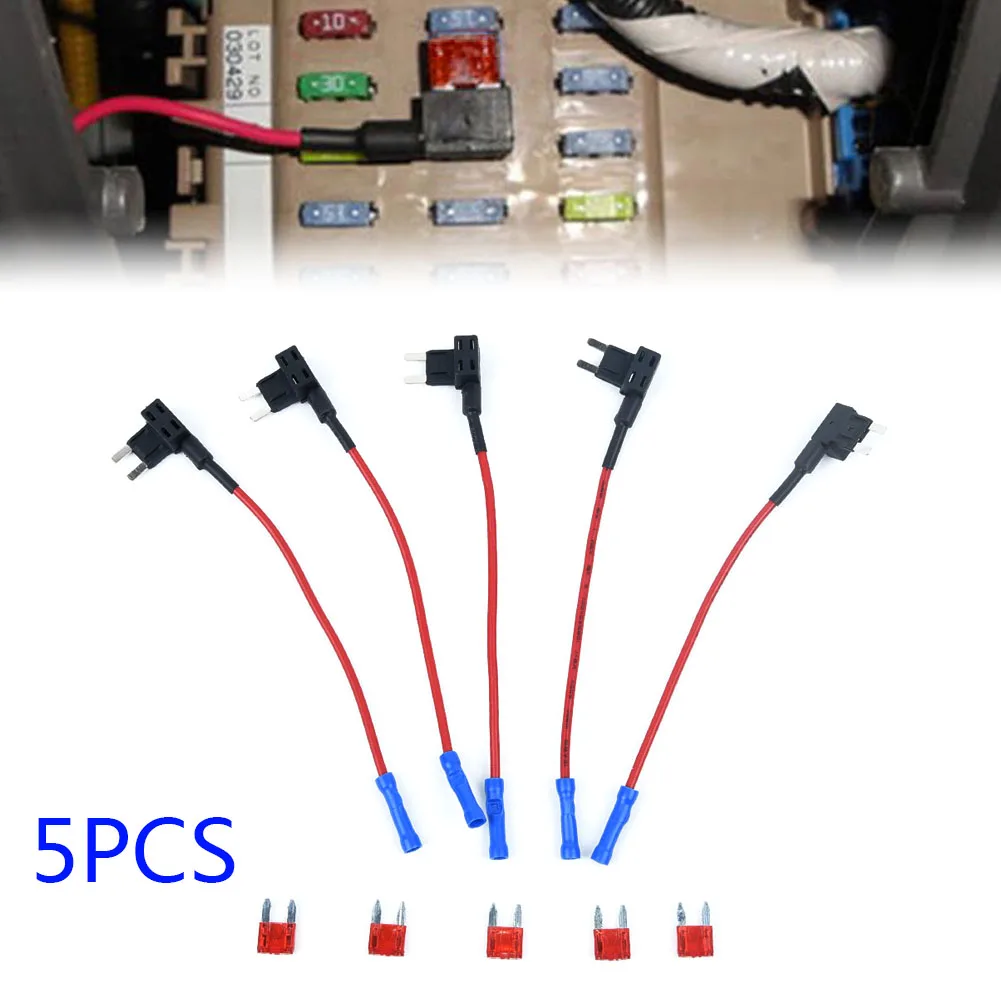 

5Pcs Add A Circuit Blade Fuse Splice Holder ATM APM Back Fuses Tap 12V Circuit Fuse Replacement Wires