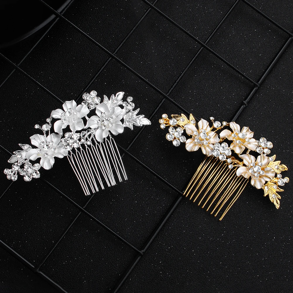 Gold/Silver color metal hair combs Handmade Wedding Hair Combs for Brides Flower shape Hair Clips pins Wedding Accessories
