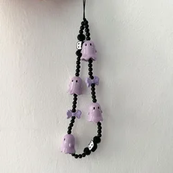 Purple Cartoon Cute Beaded Bracelet Phone Lanyard - Handmade Anti - Loss Rope Pendant (Style 1)