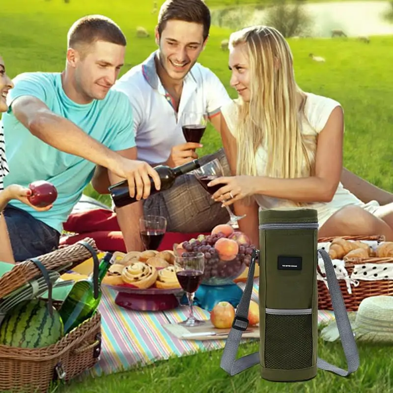 Wine Tote Bag Portable Insulated Wine Tote Drink Carrier With Handle Foldable Carrier Liquor Bag Thickened Camping