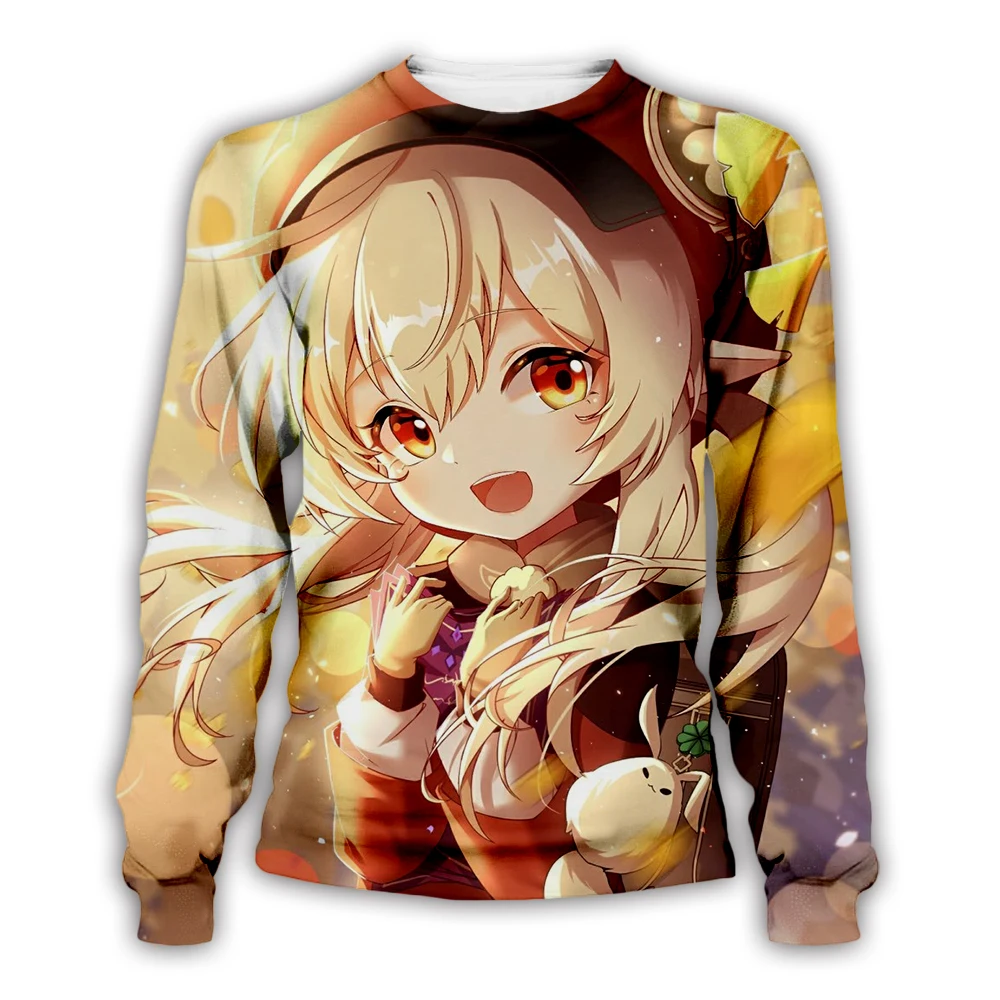 Fashion Anime Crewneck Sweatshirt Women Men Genshin Impact 3D Printed Long Sleeve Unisex Casual Top Streetwear Clothes New