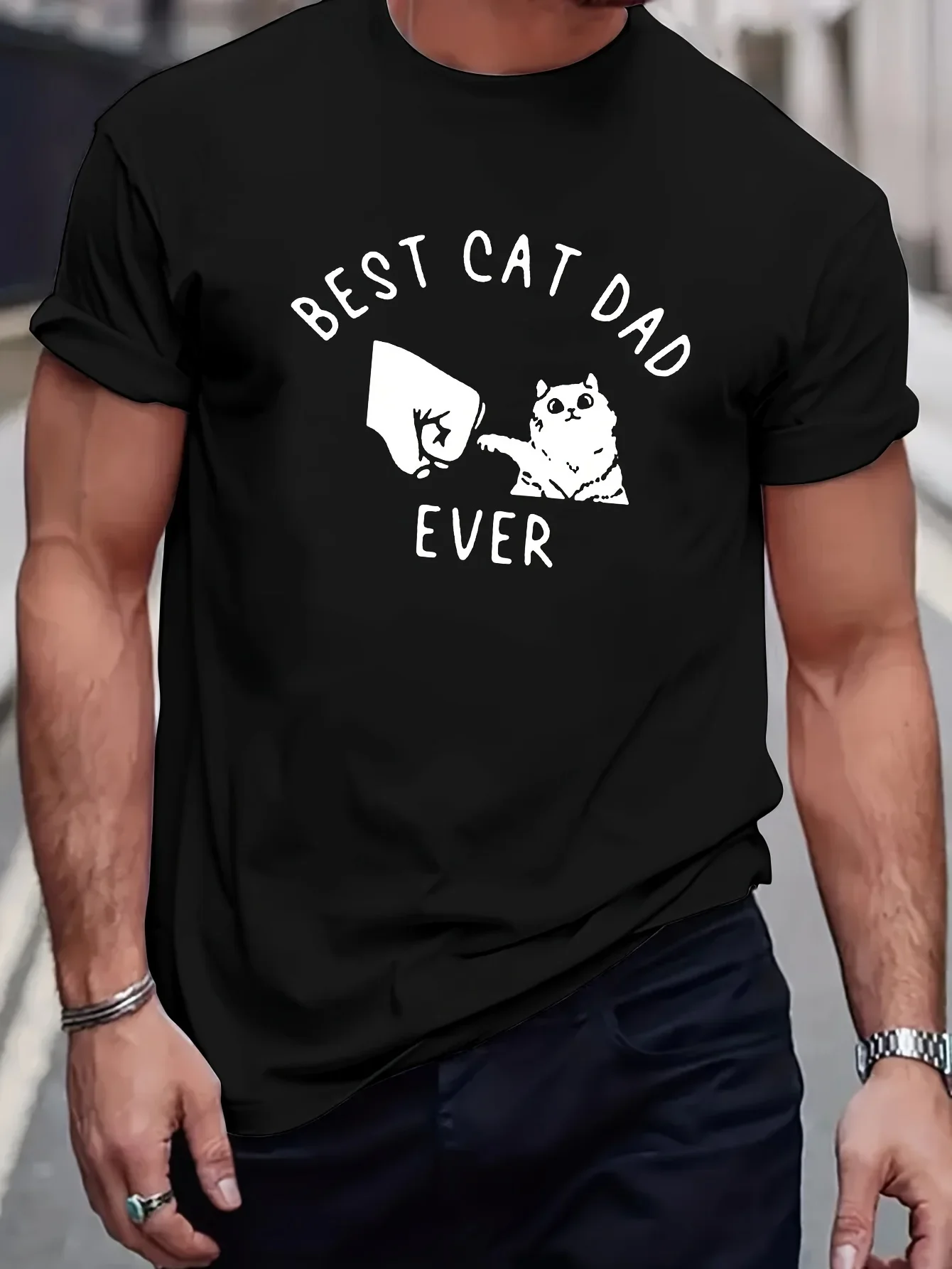 

The world's best cat dad used to print stylish short-sleeved T-shirts for comfortable casual breathable tops for fitness trainin