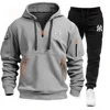 Tracksuit Mens Sets Hoodie + Pants Two-piece Multi-pocket Zipper High Quality Autumn Winter Sportswear Fashion Suit Men Clothing 6