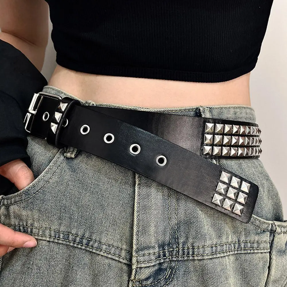 Taillengürtel Rock and Roll Schnalle für Cowboy Cowgirl Nietengürtel, Y2K Gürtel Gothic Gürtel Punk Rock mit Nietengürtel Damen Herren – Detail 10