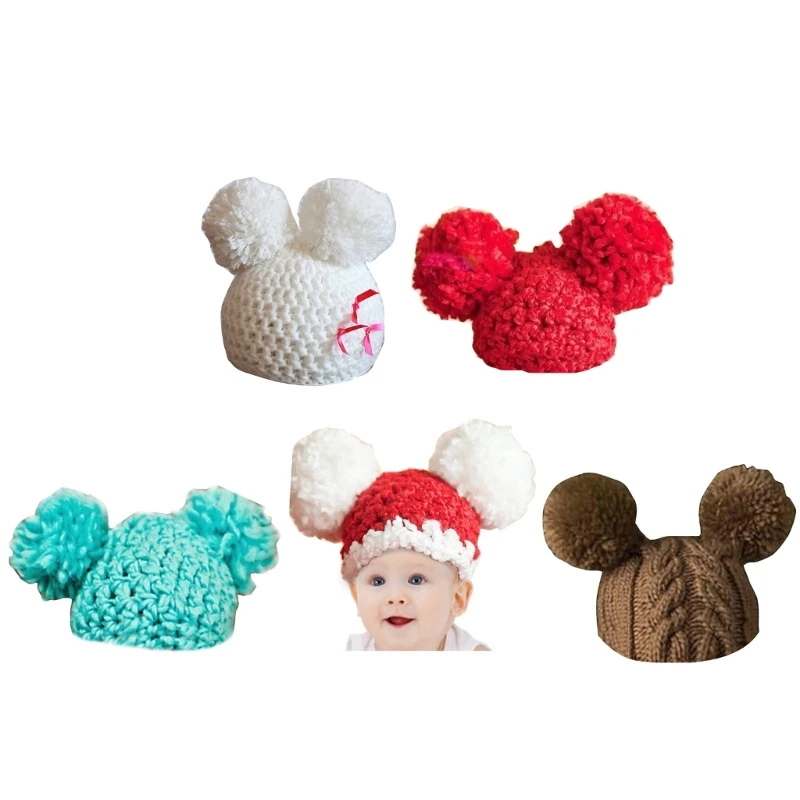 

Baby Costume Photo Props Hat Hand Crochet Pompon Hat Newborn Photostudio Props K1KC