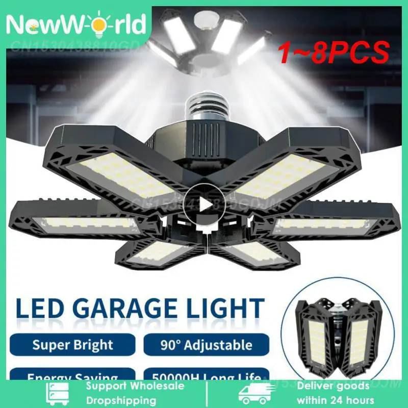 

1~8PCS Garage Light LED E27/E26 6 Panels Adjustable Led Lamp Garage Ceiling Light Deformable Storage Bulb Workshop Garage Light