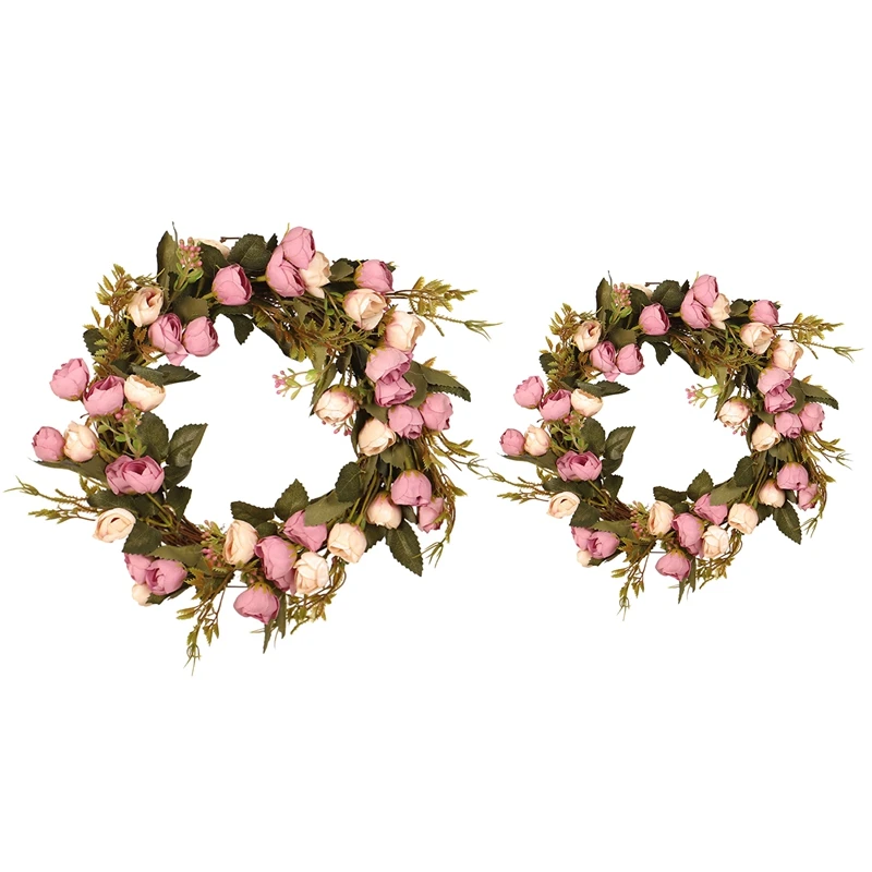 

Promotion! Artificial Rose Flower Wreath With Elegant Best For Front Door Wedding Birthday Party Wall Window Home Decor