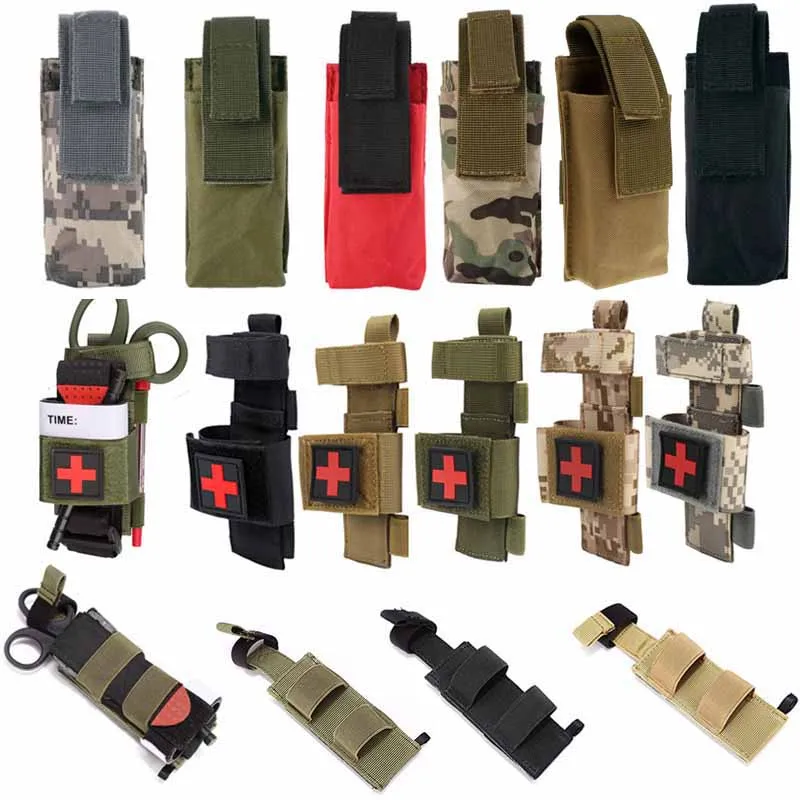 First Aid Kit Molle Medical Scissor Pouch Nylon EDC Tourniquet Holder Waist Pack Knife Flashlight Holster Pouch Hunting Tool Bag