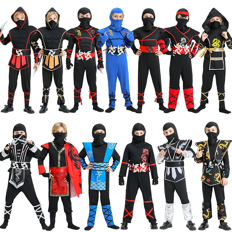 

Kids Halloween Costumes Boys Dragon Ninja Costume Girls Warrior Cosplay Carnival Purim Party Fancy Dress Up Child Ninja Suit