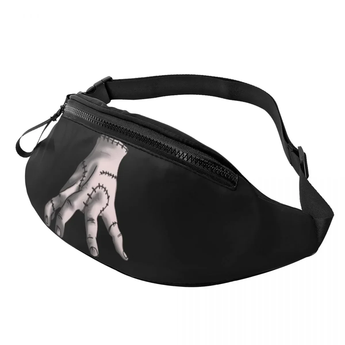 

Wednesday Addams Thing Fanny Pack Women Men Custom Crossbody Waist Bag for Traveling Phone Money Pouch