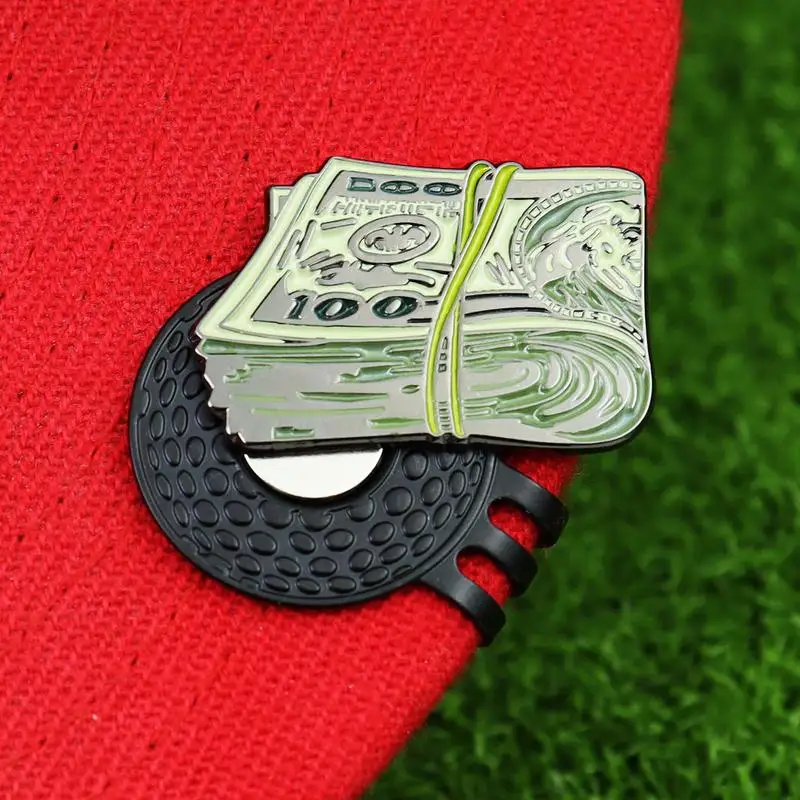 Golf Ball Marker  Alloy Funny Dollar Bill  Magnet Golf Hat Clip   Removable Golf Supplies Accessories Golf Training Aids