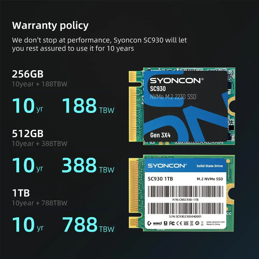 SYONCON M.2 2230 SSD NVMe PCIe Gen 3.0X4 Internal Solid State