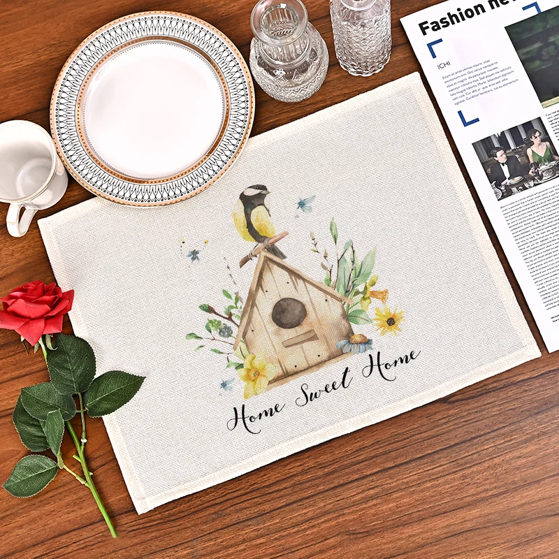 Happym Tovaglioli Pasquali Cartoon Rabbit Print Strofinaccio Tovaglioli Da Tavola Party Home Coffee Tea Placemat Kitchen