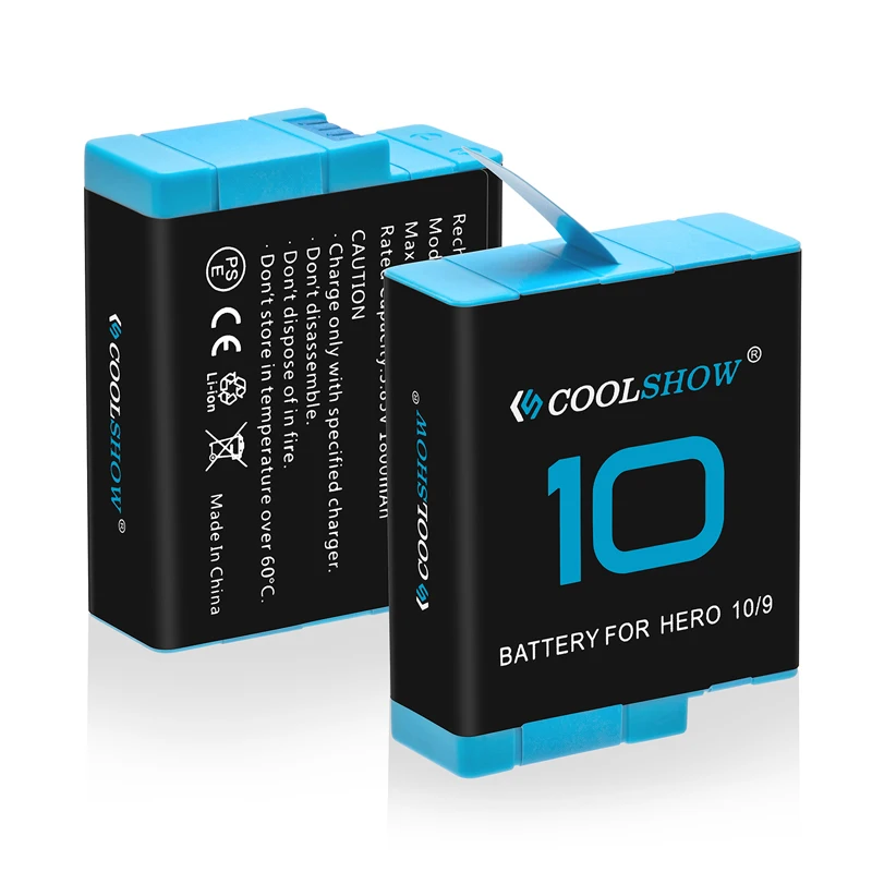 Batteries et chargeur compatibles GoPro Hero 12, 11, 10, 9, présentés sur fond neutre