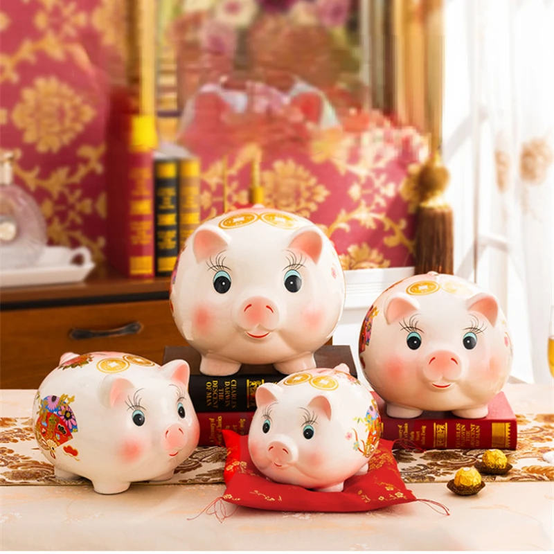 

Secret Coin Money Box Adult Kids Toy Cartoon Ornament Ceramic Pig Piggy Bank Papper Money Hidden Safe Tirelire Home Decoration