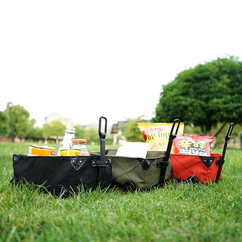 

Outdoor Folding Camping Muti-tool Storage Box Mini Camping Car Tissue Box DIY Canvas Trolley Shopping Cart Picnic Food Container