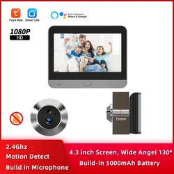 Tuya Smart 1080P  WiFi Peephole Video Door Camera Security one-way Audio Night Vision 4.3' HD Video Door Eye Camera