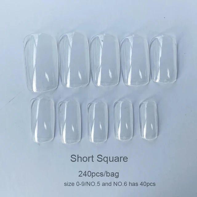 240pcs Gelly Tips Soft Gel Nail Extension Tips Full Cover Pre-shaped Sculpted Long Coffin Stiletto False Tip Quick Building Mold Short Square