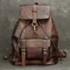 Anti Theft Men's Genuine Leather Backpack Vintage Handmade Knapsack Male Retro Rucksack Large Fashion Travel Backpack Bag Male 1