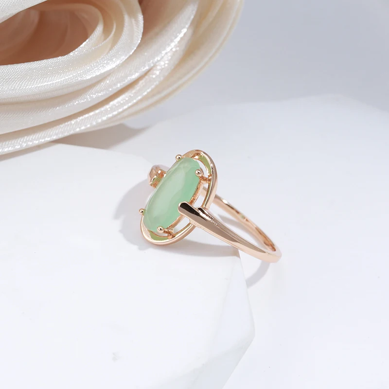 Wedding rings Womens ring Jewelry rings Ring jewelry Emerald Natural Zircon Rings For Women 585 Rose Gold Color Bride Wedding Fine Jewelry Luxury Daily Big Green Stone Rings