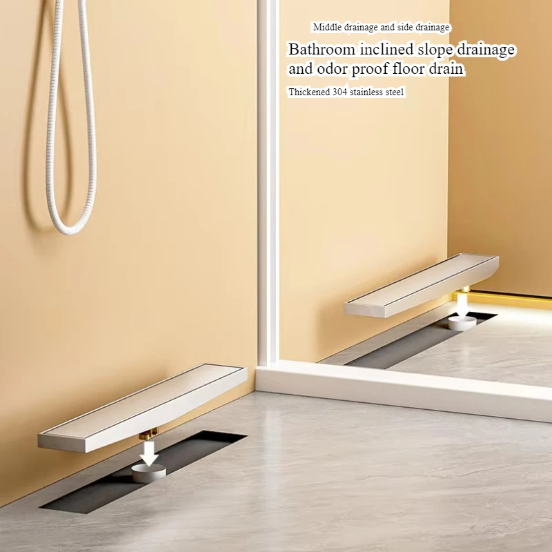 ระบายน้ําลาดเอียงห้องน้ํา, ท่อระบายน้ําพื้นกันกลิ่น, ท่อระบายน้ําชั้นฝังแถวยาวสแตนเลส 304 หนา, ชนิดซ่อน 1