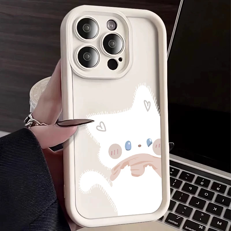 Chic Black and White Cat Pattern Soft TPU Silicone Phone Case Cover