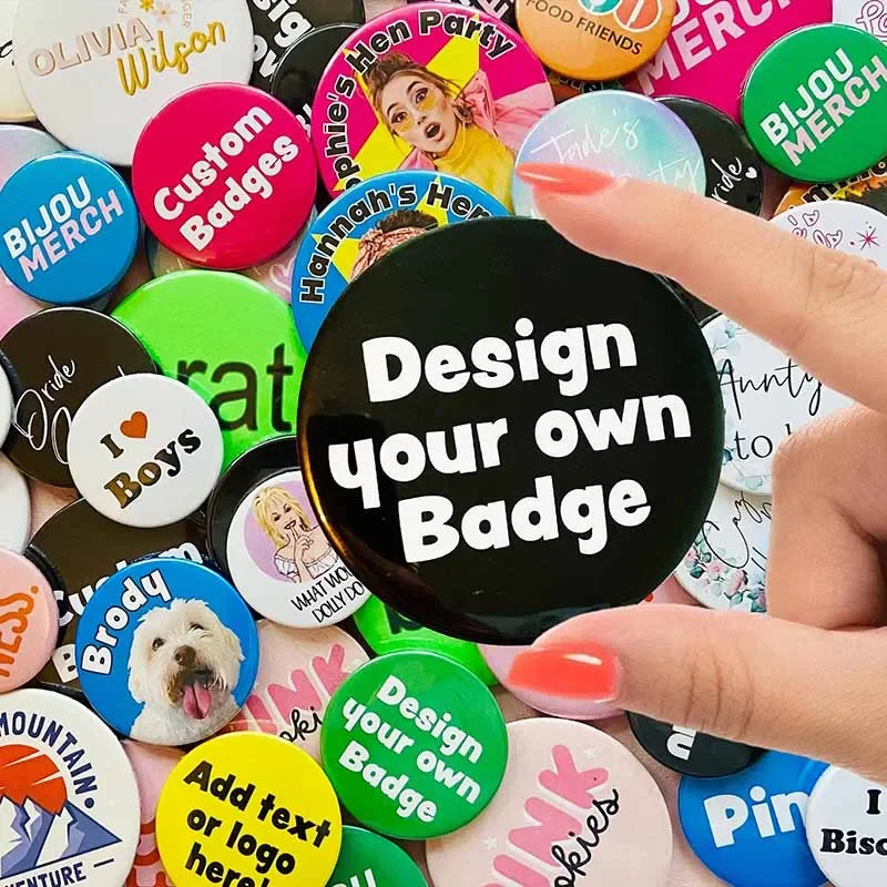 10 pcs Handmade Photo and Handwriting Text Badges,DIY/Lovers/Babies/Star/Pets/Anime/Etc Exclusive Broochs Pins Gifts
