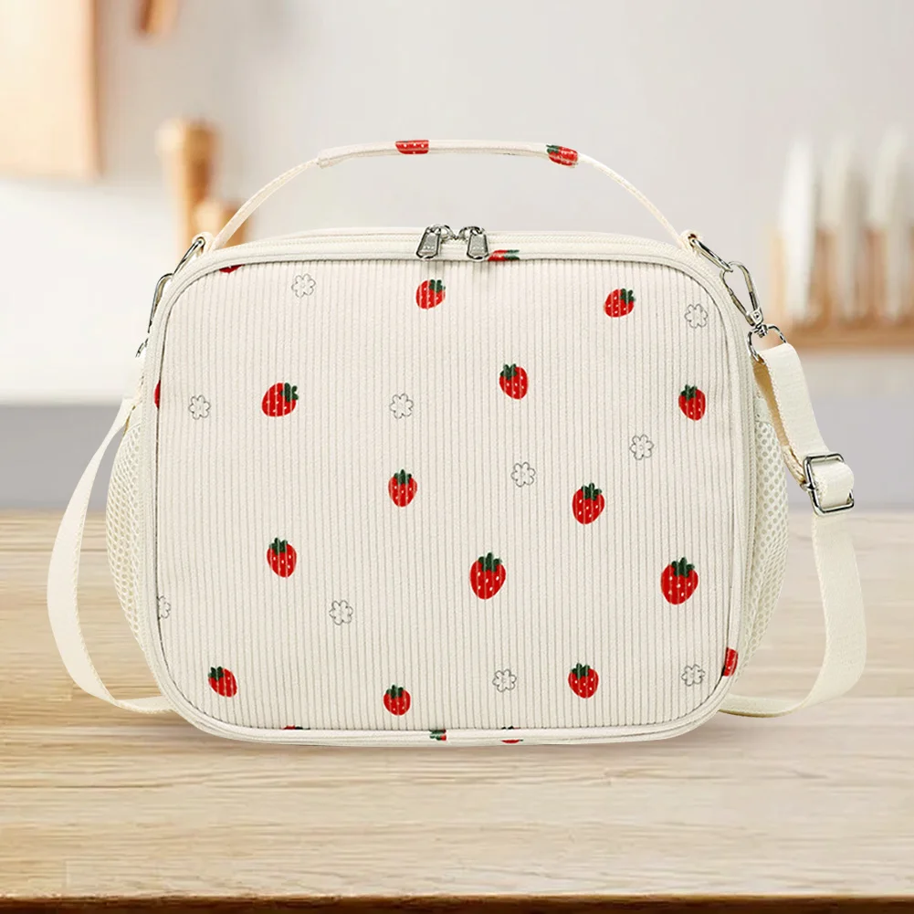 Picnic Lunch Box Bag with Multiple Compartments Lightweight Lunch Bags Corduroy Lunchbox Bag for Work Travel Picnic